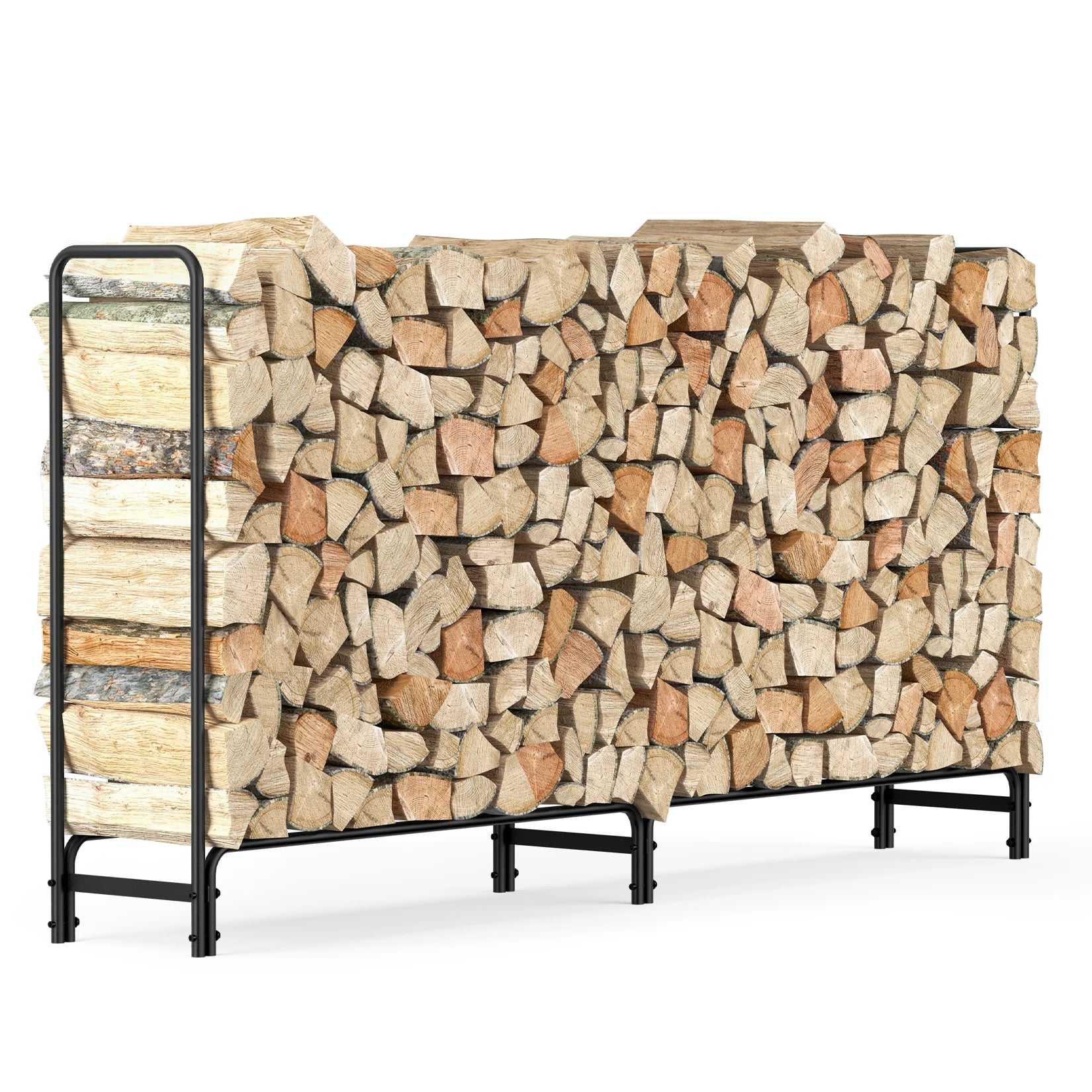 Long Heavy Duty Metal Firewood Log Rack - 91.6" x 46.38" x 13.7" (7.6 feet long) - Homes Must Haves