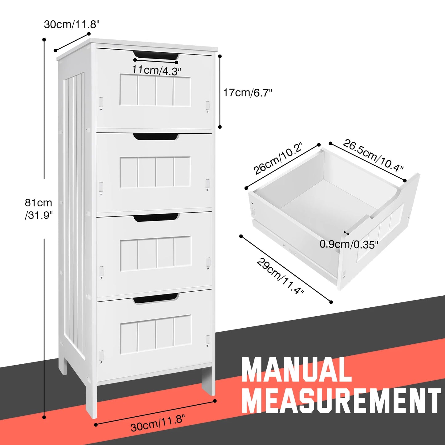 White 4-Tier Cabinet with 4 Drawers - Homes Must Haves