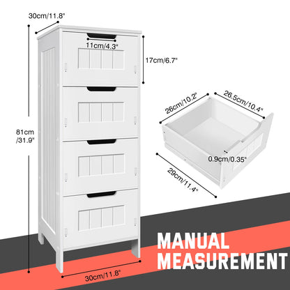 White 4-Tier Cabinet with 4 Drawers - Homes Must Haves