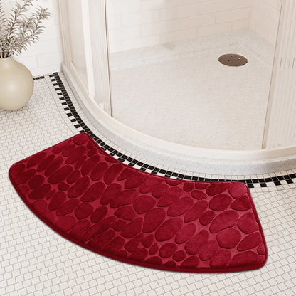 Curved Bathroom Shower Mat - Pebble Embossed Non-slip Absorbent - Homes Must Haves