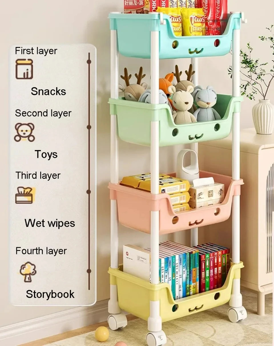 Toy Storage Trolley Bookshelf Snack Rack For Children - Homes Must Haves