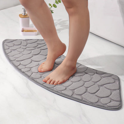 Curved Bathroom Shower Mat - Pebble Embossed Non-slip Absorbent - Homes Must Haves