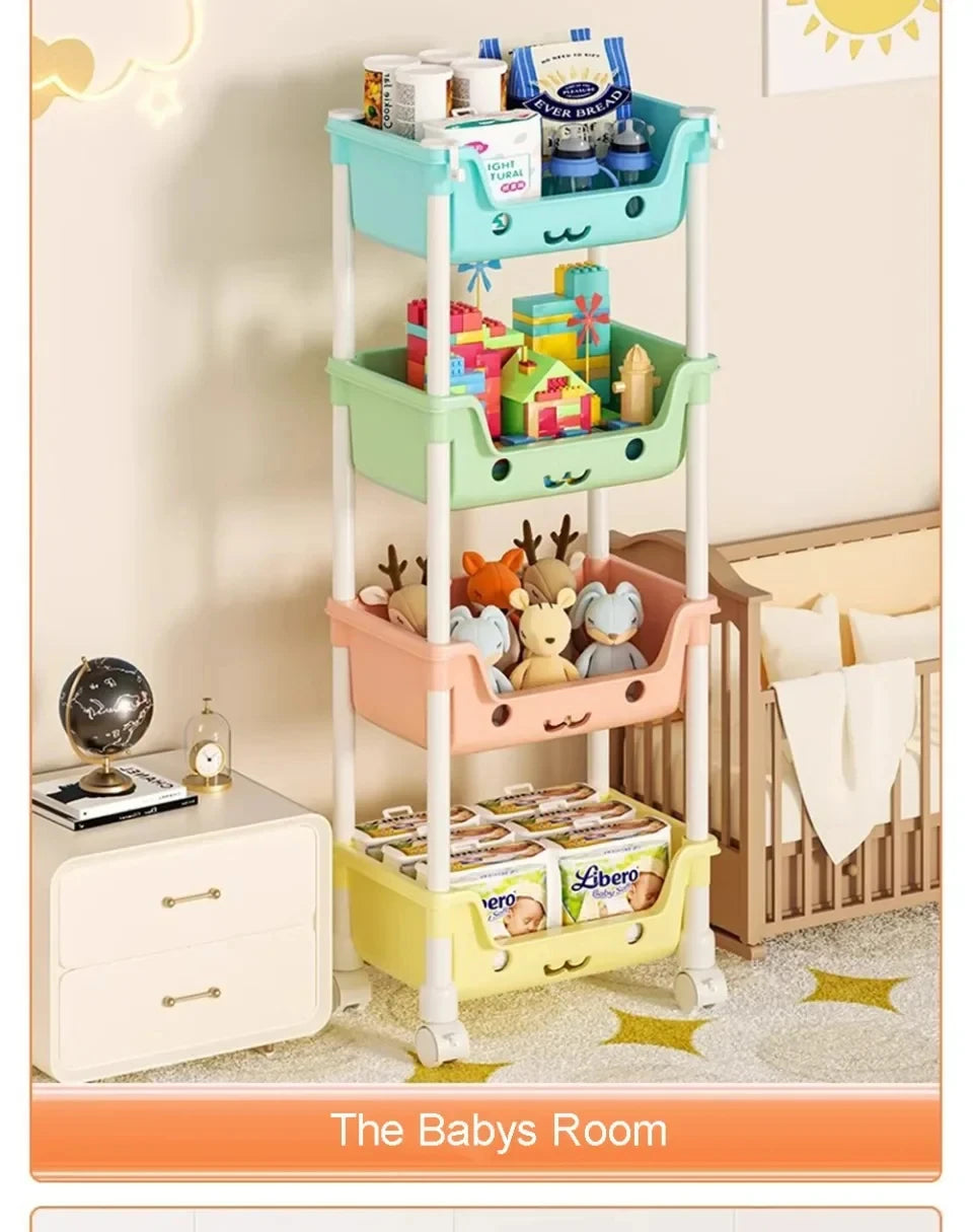 Toy Storage Trolley Bookshelf Snack Rack For Children - Homes Must Haves