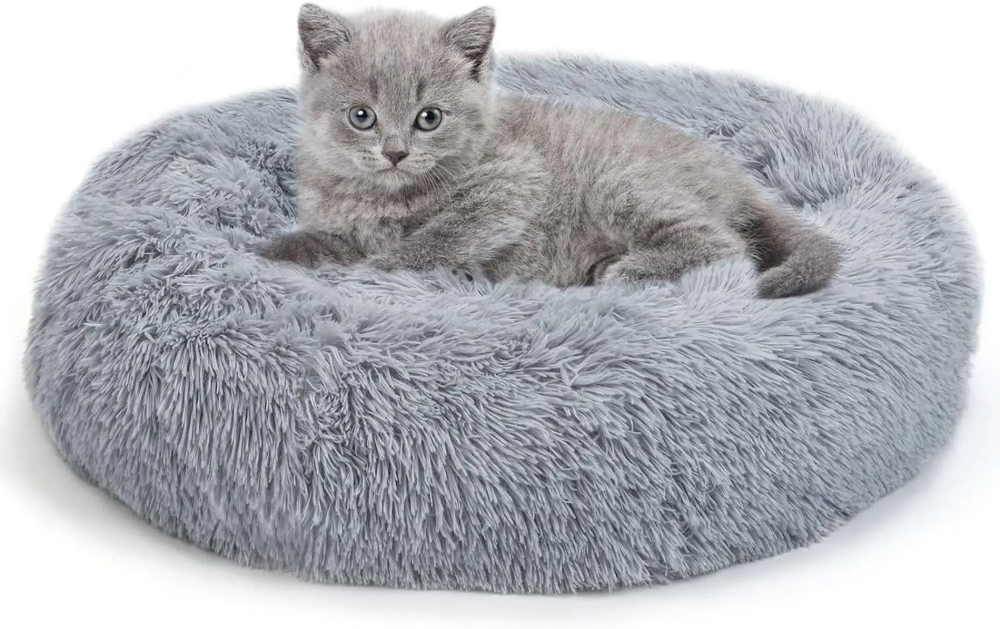 60cm Calming Donut Small Dog & Cat Bed – Soft, Plush, Anti-Anxiety & Washable - Homes Must Haves