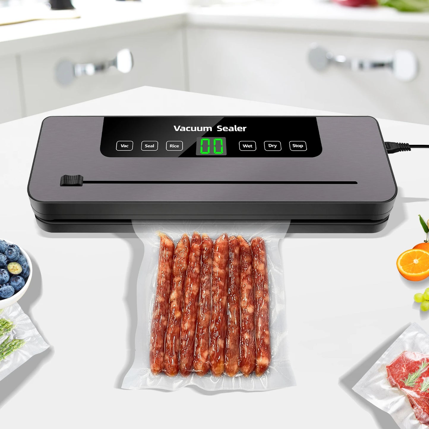 Automatic Electric Vacuum Sealing Machine for Vaccum Packing Saver With 10 Free Sealing Bags - Homes Must Haves