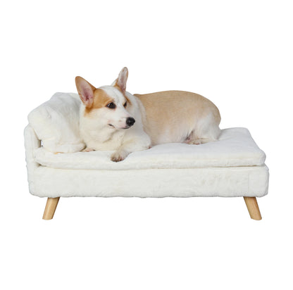 Elevated Waterproof Pet Sofa Bed with Soft Cozy Pad & Sturdy Wood Legs - Homes Must Haves