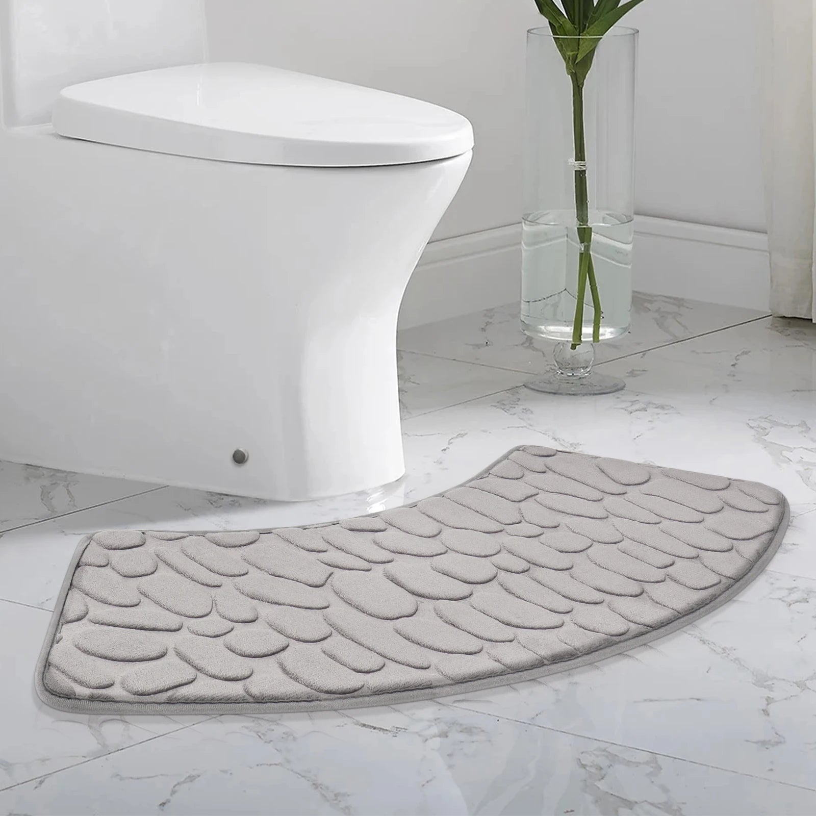 Curved Bathroom Shower Mat - Pebble Embossed Non-slip Absorbent - Homes Must Haves