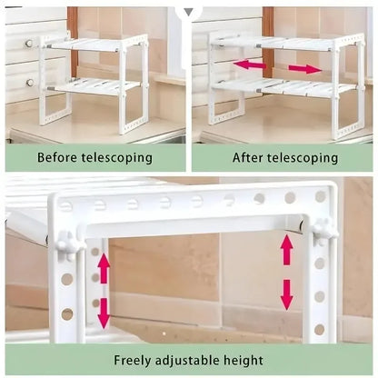 Cabinet Organiser Shelves, Stackable Kitchen Counter / Under Sink Shelves, - Homes Must Haves