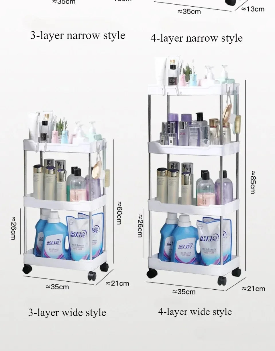 Slim Kitchen / Bathroom Storage Cart On Wheels - Suitable for Tight Spaces - Homes Must Haves