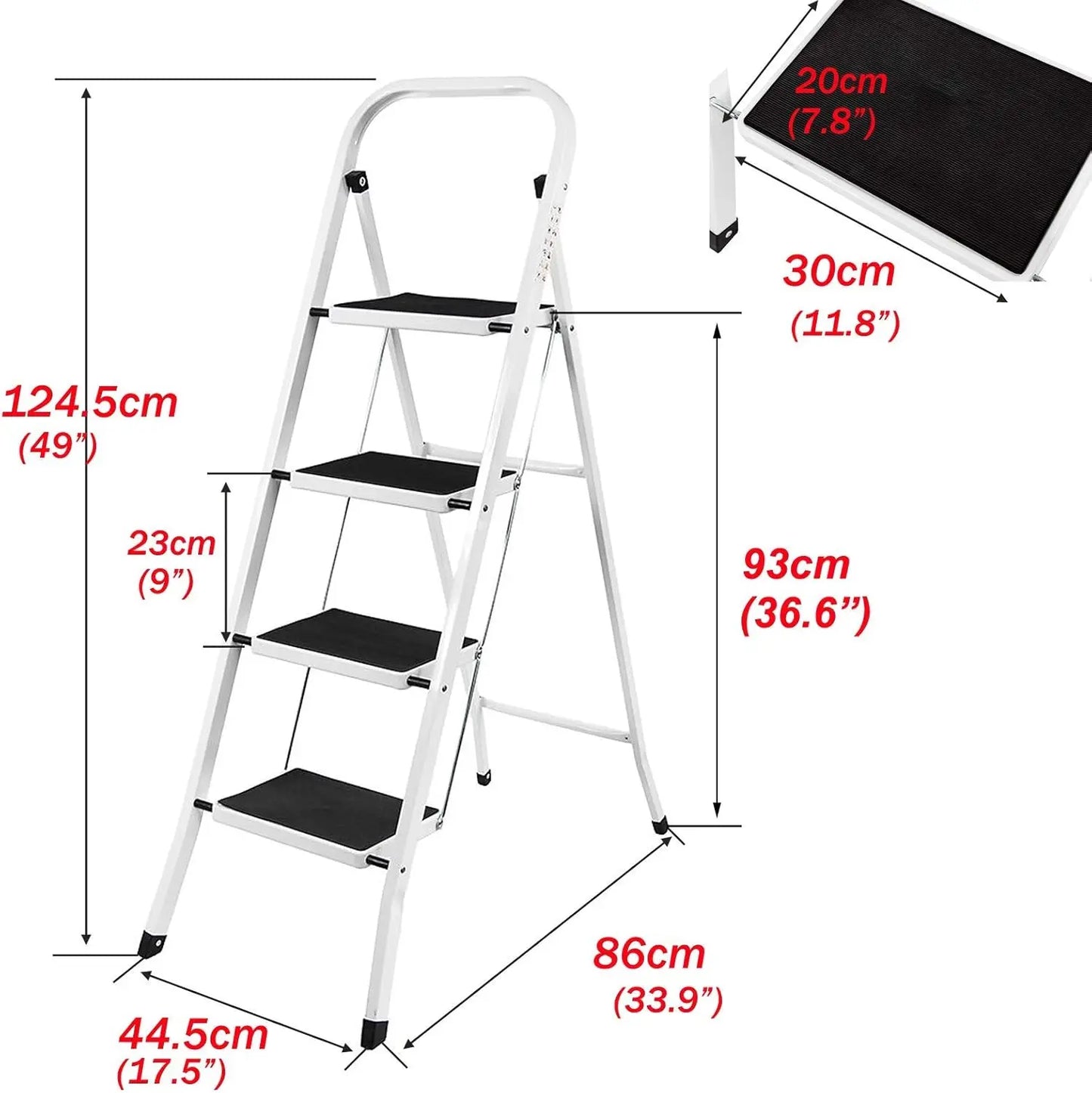 2-4 Steps Ladder Portable Foldable Anti Slip Feet for Indoor Outdoor Use - Homes Must Haves