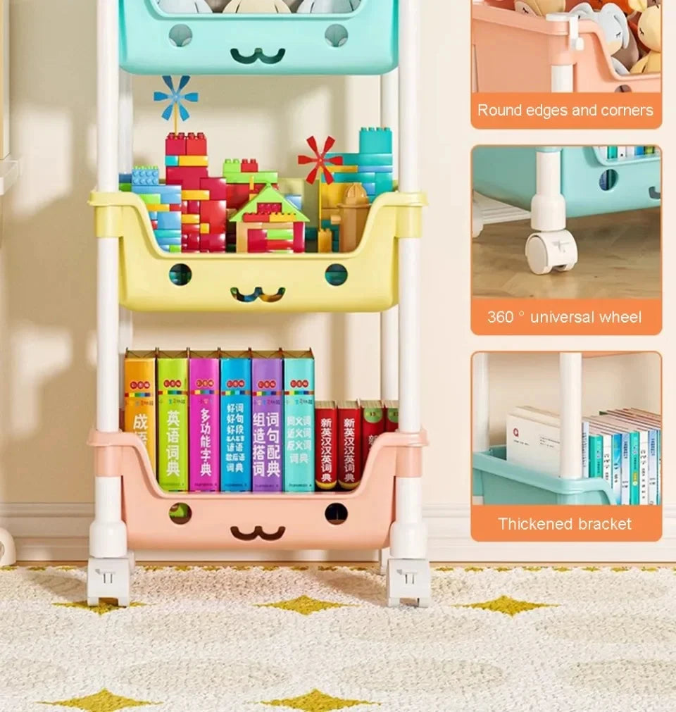 Toy Storage Trolley Bookshelf Snack Rack For Children - Homes Must Haves