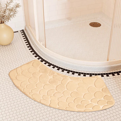 Curved Bathroom Shower Mat - Pebble Embossed Non-slip Absorbent - Homes Must Haves