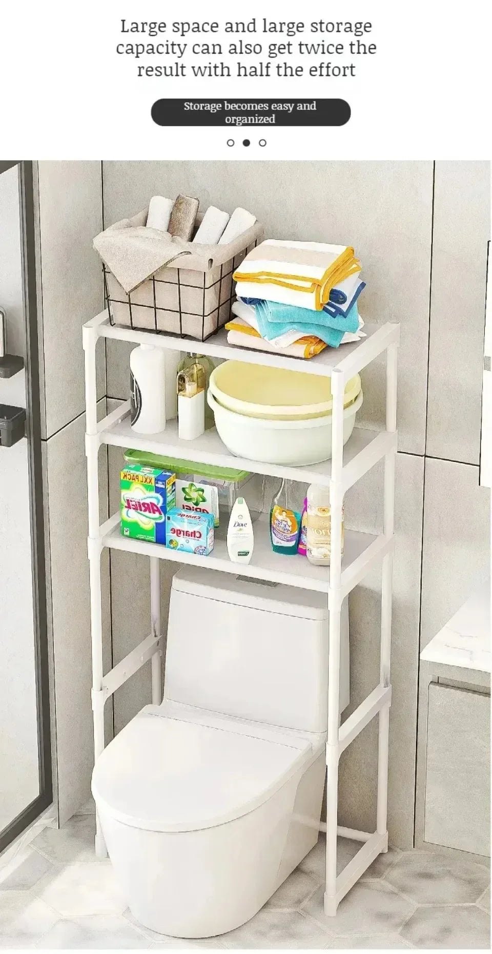 Multi-Layer Floor Standing Over the Toilet / Washer Storage Rack - Homes Must Haves