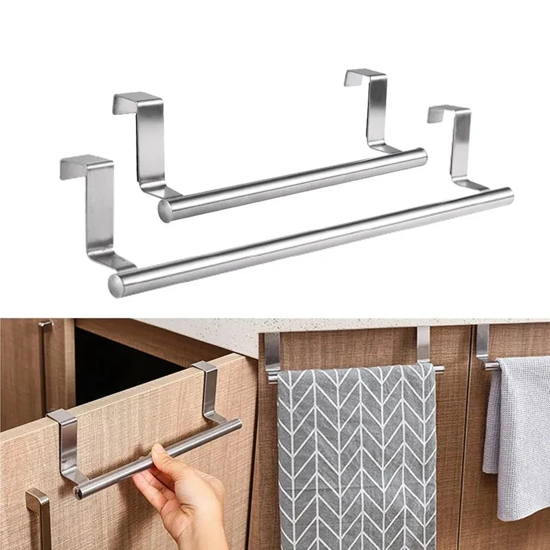 Kitchen Cabinet Door Hanging Towel Rack - Stainless Steel - Homes Must Haves