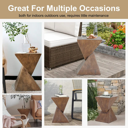 Lightweight Concrete Accent Coffee Side Table / Sitting Chair - Natural Wood Colour - Geometric Design - Homes Must Haves