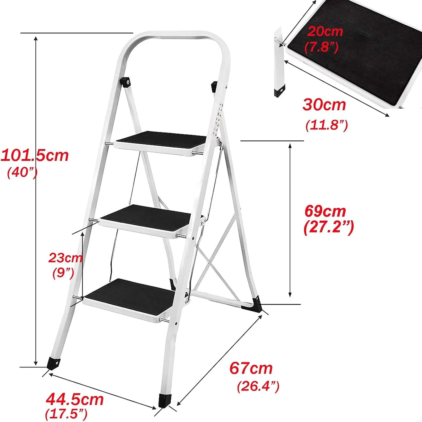 2-4 Steps Ladder Portable Foldable Anti Slip Feet for Indoor Outdoor Use - Homes Must Haves