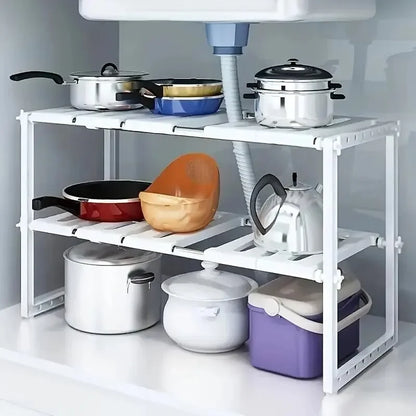 Cabinet Organiser Shelves, Stackable Kitchen Counter / Under Sink Shelves, - Homes Must Haves