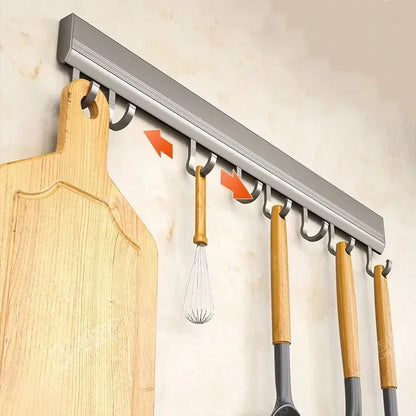 Aluminium Alloy Wall-Mounted Hooks Rack – Drill-Free Storage for Kitchen - Homes Must Haves