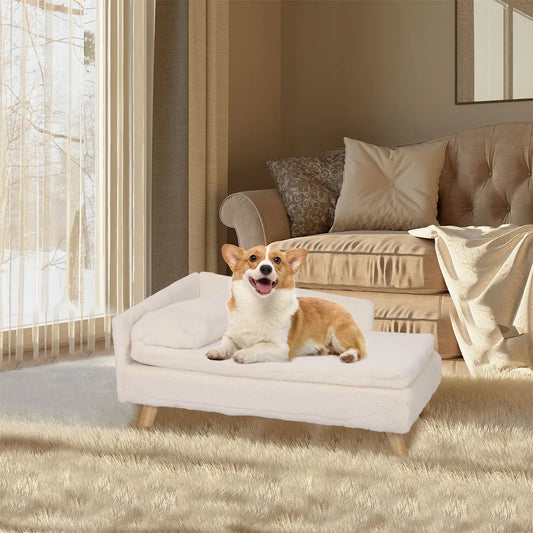 Elevated Waterproof Pet Sofa Bed with Soft Cozy Pad & Sturdy Wood Legs - Homes Must Haves