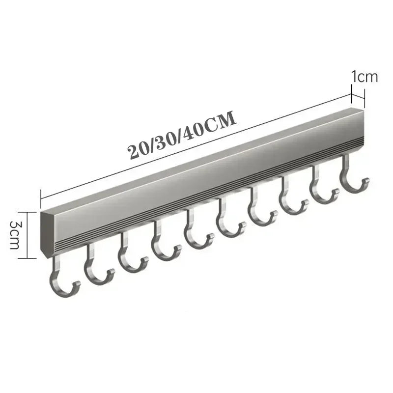 Aluminium Alloy Wall-Mounted Hooks Rack – Drill-Free Storage for Kitchen - Homes Must Haves