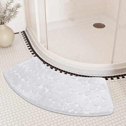 Curved Bathroom Shower Mat - Pebble Embossed Non-slip Absorbent - Homes Must Haves