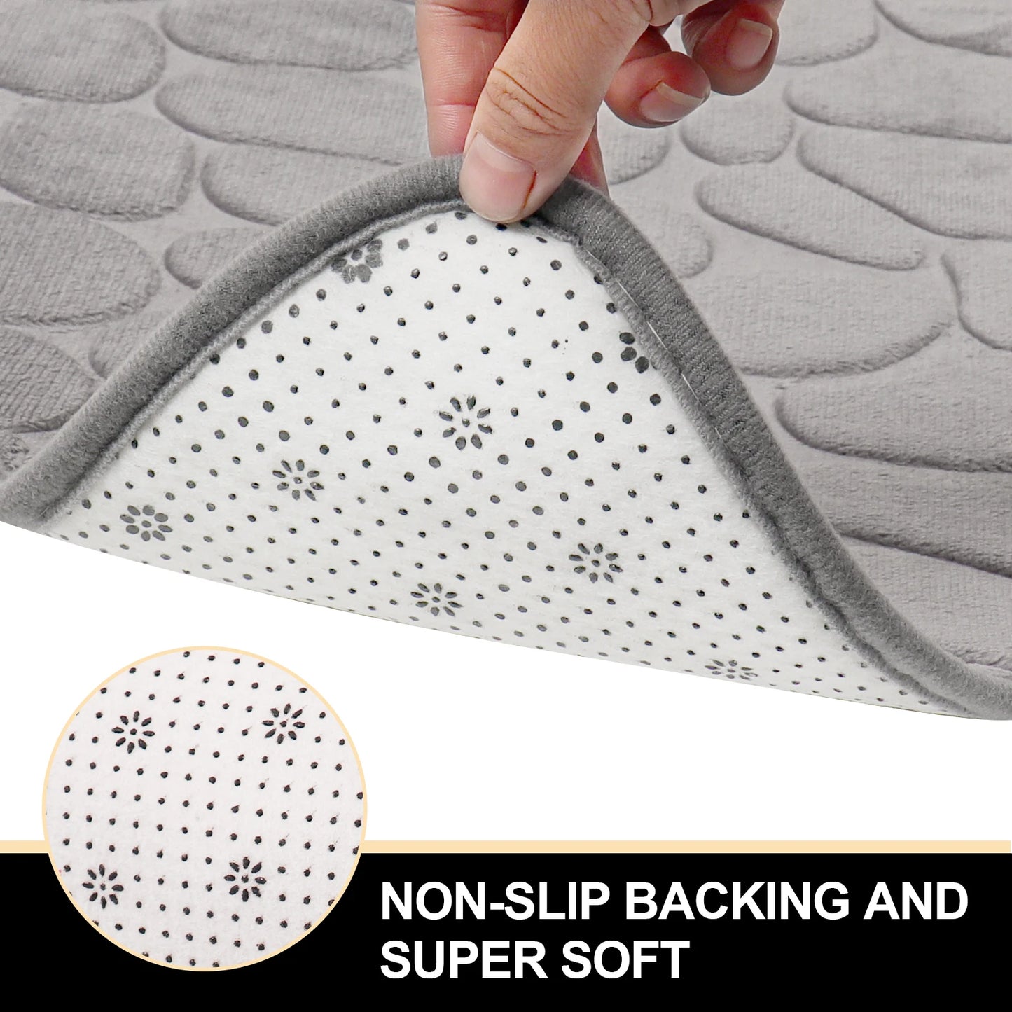 Curved Bathroom Shower Mat - Pebble Embossed Non-slip Absorbent - Homes Must Haves