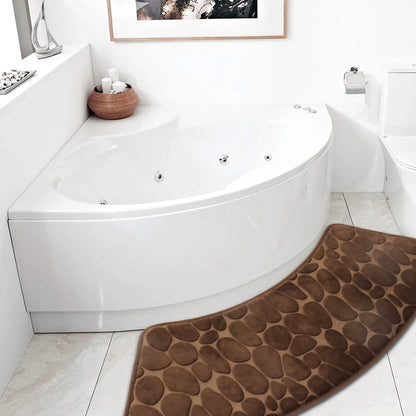 Curved Bathroom Shower Mat - Pebble Embossed Non-slip Absorbent - Homes Must Haves