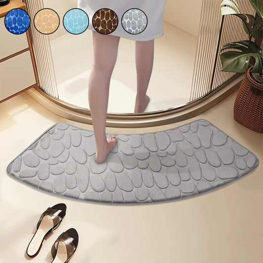 Curved Bathroom Shower Mat - Pebble Embossed Non-slip Absorbent - Homes Must Haves