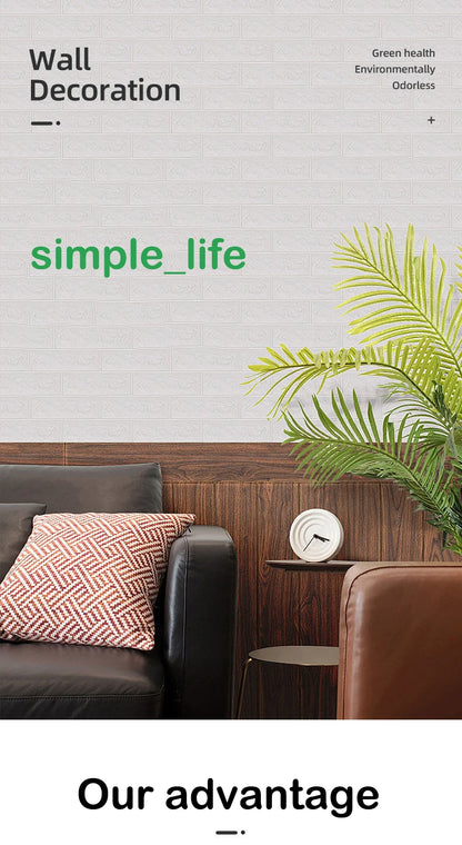 10m 3D Self-Adhesive Wallpaper Continuous Waterproof Brick Wall Stickers - Homes Must Haves