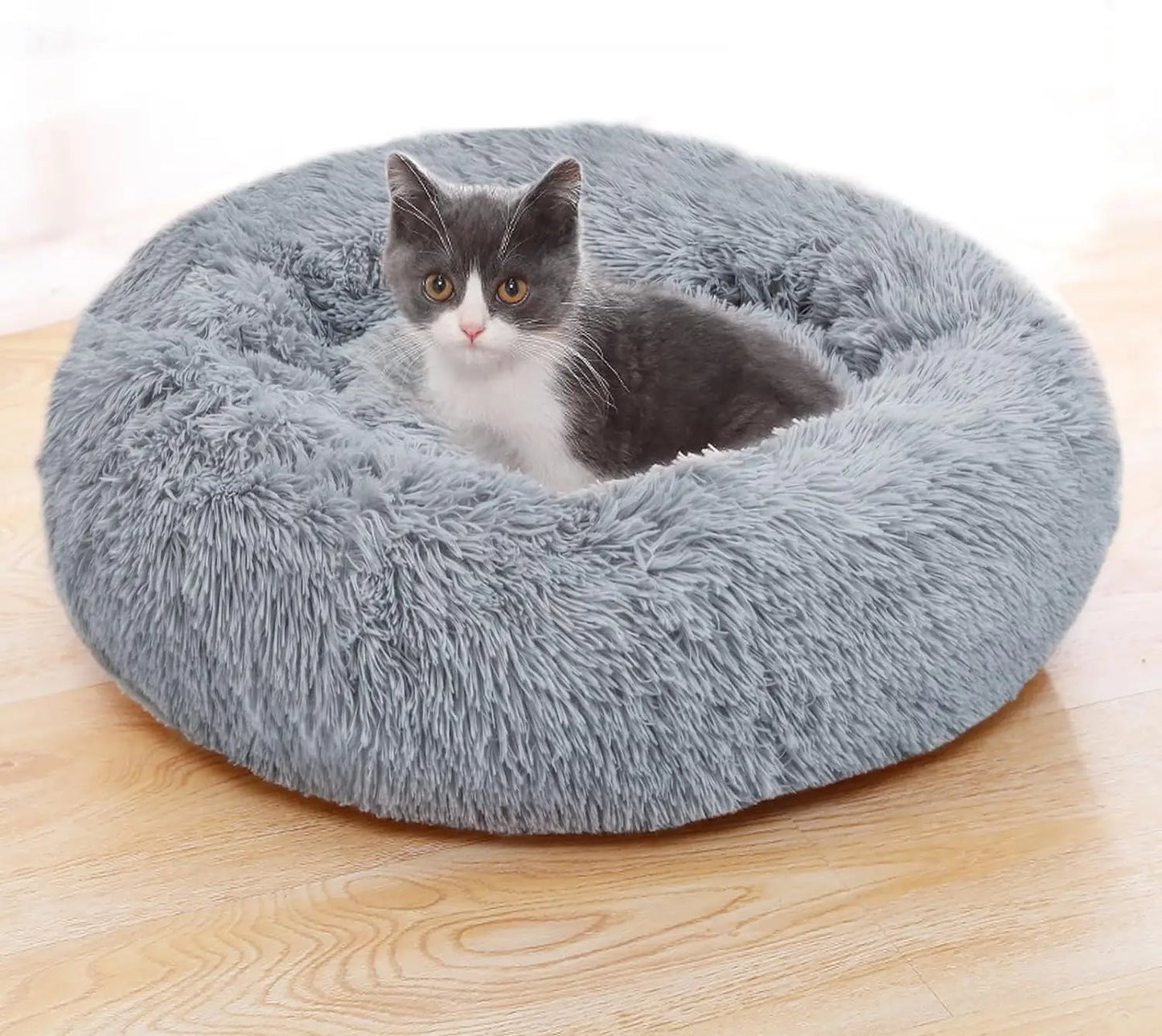 60cm Calming Donut Small Dog & Cat Bed – Soft, Plush, Anti-Anxiety & Washable - Homes Must Haves