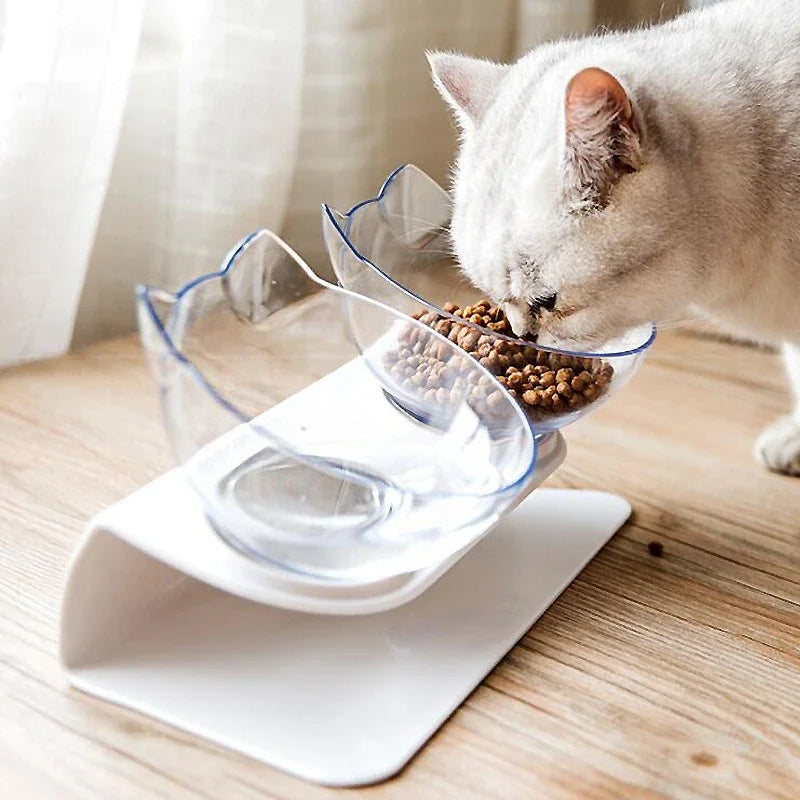 Non-Slip Slanted Cat & Dog Food / Water Bowl With Stand - Anti-Spill - Homes Must Haves