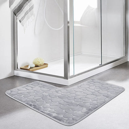 Cobblestone L-Shaped Bathroom Corner Mat Durable Water Absorption Soft Non-slip - Homes Must Haves