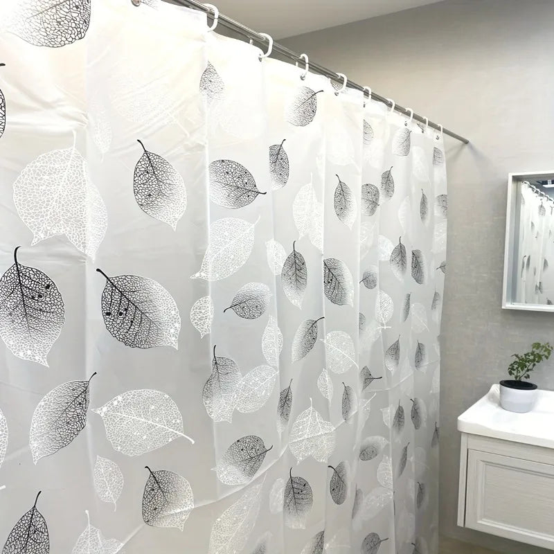 Waterproof PEVA Leaf Pattern Shower Curtain with Hooks - 180X180 CM - Homes Must Haves