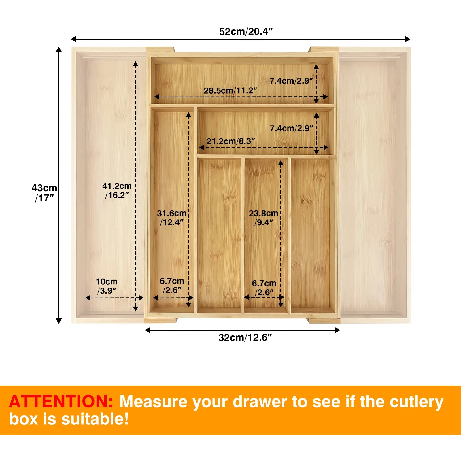 6-8 Compartment Cutlery Drawer Organizer – Versatile Kitchen Utensil Holder for Knives, Forks, and More - Homes Must Haves