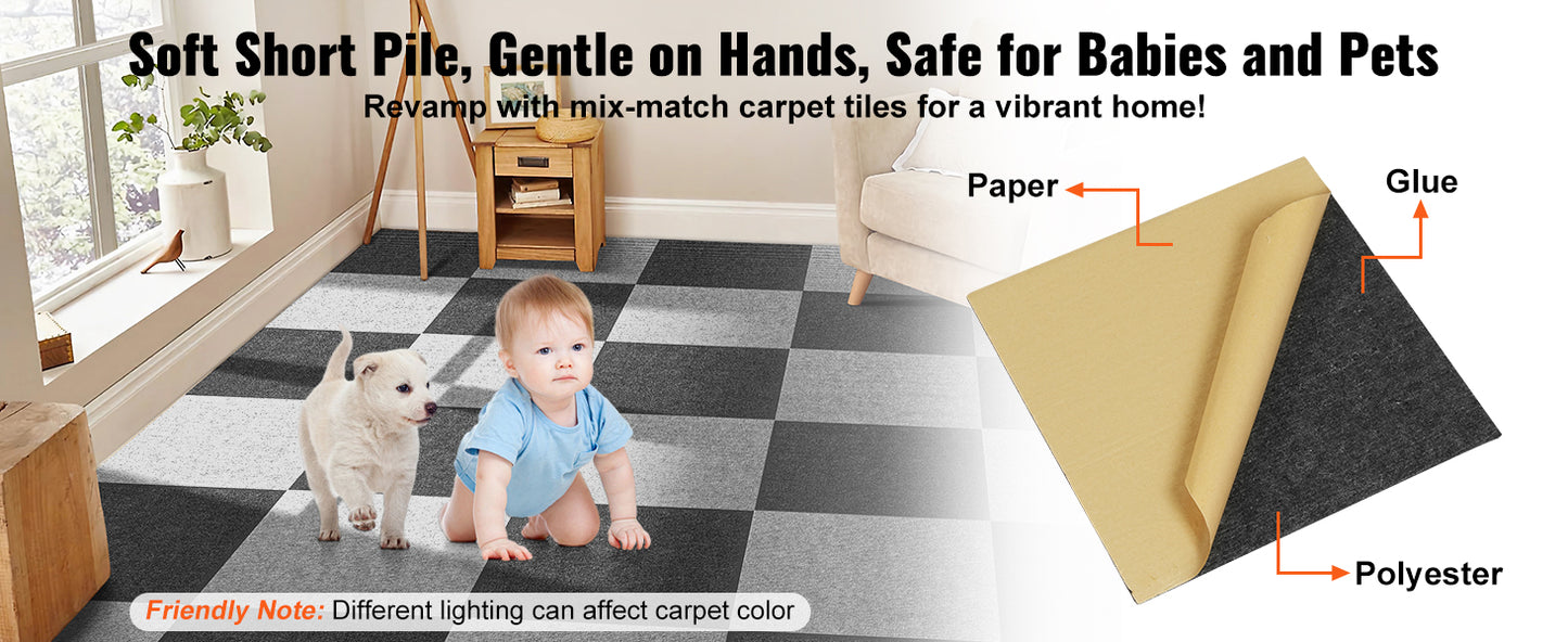 Carpet Tiles Peel & Stick Self Adhesive Soft Padded Carpet Tiles - Homes Must Haves