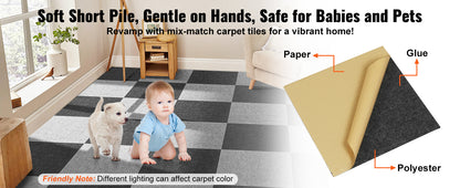 Carpet Tiles Peel & Stick Self Adhesive Soft Padded Carpet Tiles - Homes Must Haves