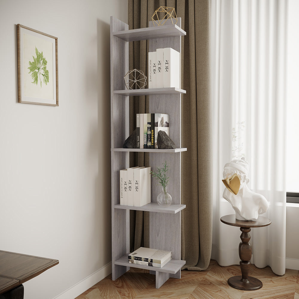 Modern 5-Tier Corner Bookshelf Shelf Unit - Homes Must Haves