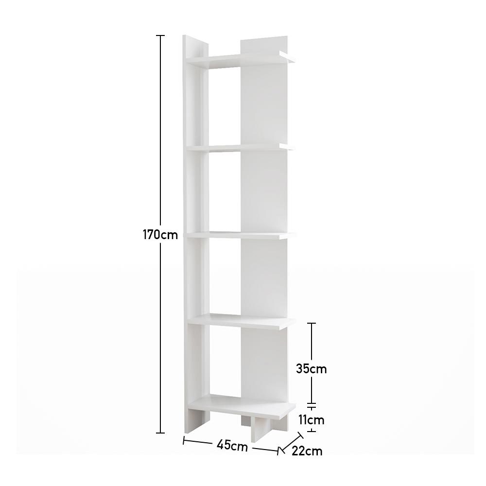 Modern 5-Tier Corner Bookshelf Shelf Unit - Homes Must Haves